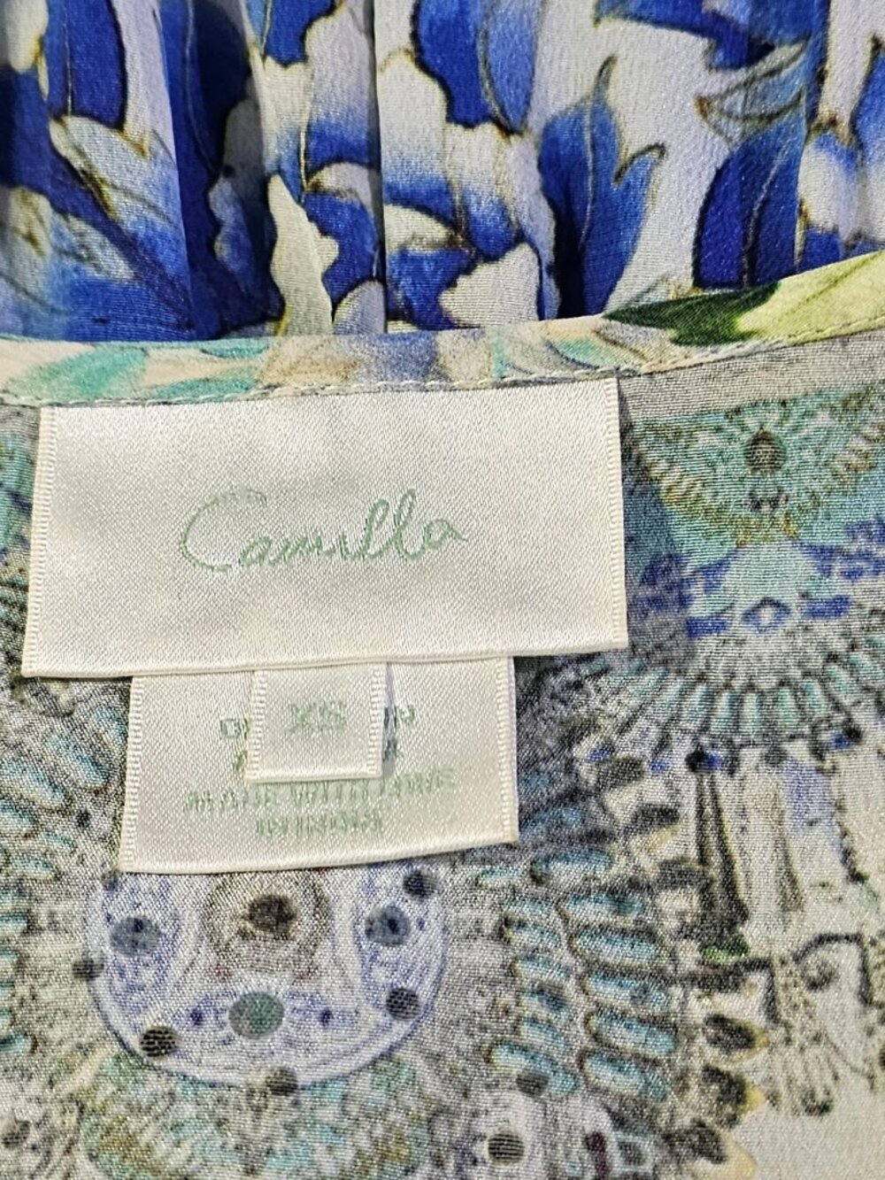 Camilla Women's Porcelain Paradise Wide Sleeve Tie Front Playsuit Size XS 3697 - Picture 8 of 14